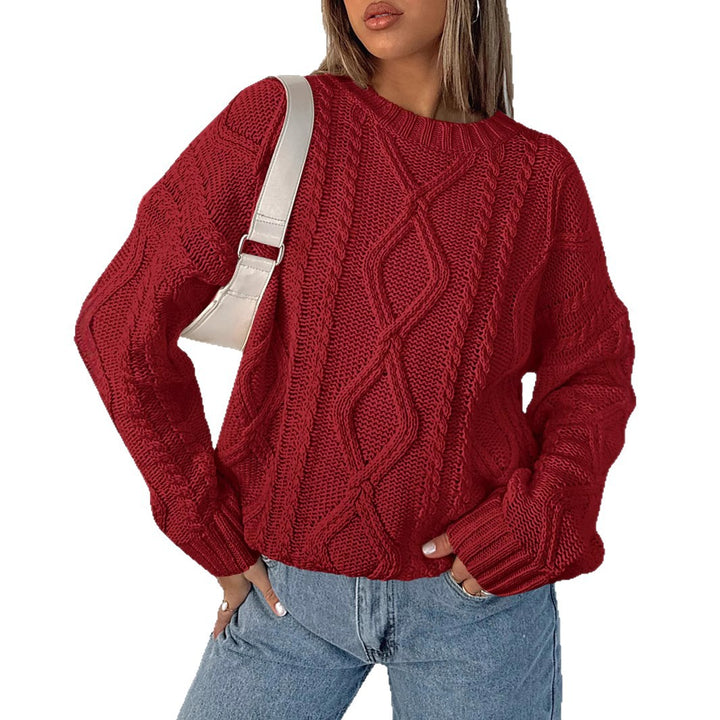 Kvinnors chunky stickad tröja med kabeldesign Mirla-Eva Jonsson