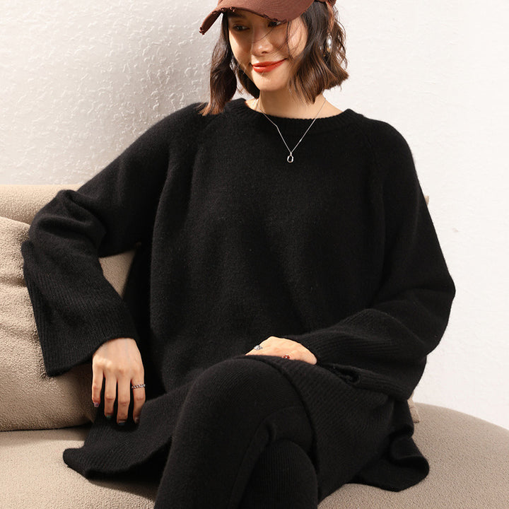 Kvinnors chunky stickad tröja med oversize-design och voluminösa ärmar Mirla-Eva Jonsson