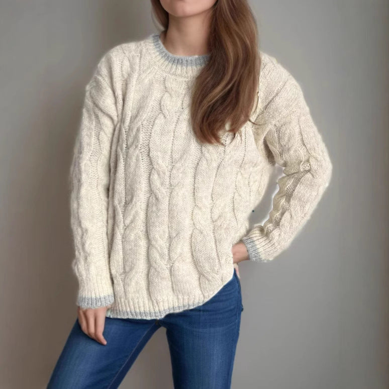 Kvinnors chunky stickad tröja med textur och avslappnad design Mirla-Eva Jonsson