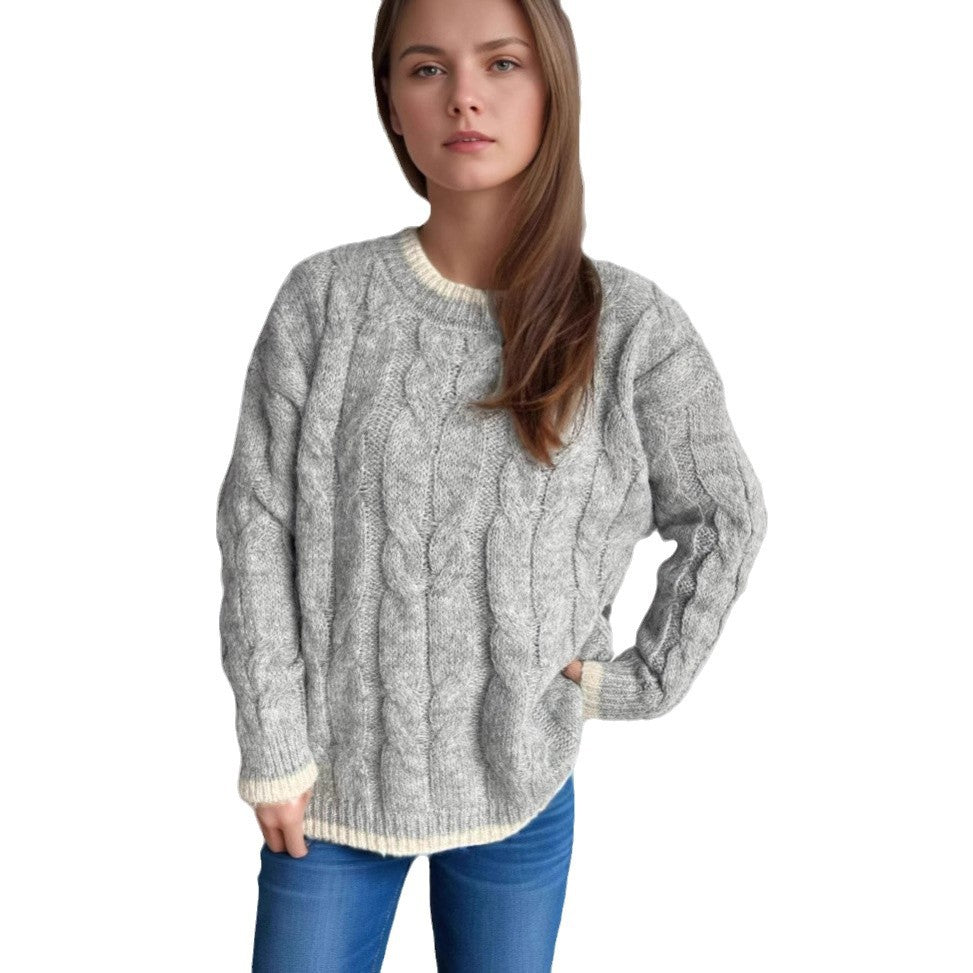 Kvinnors chunky stickad tröja med textur och avslappnad design Mirla-Eva Jonsson