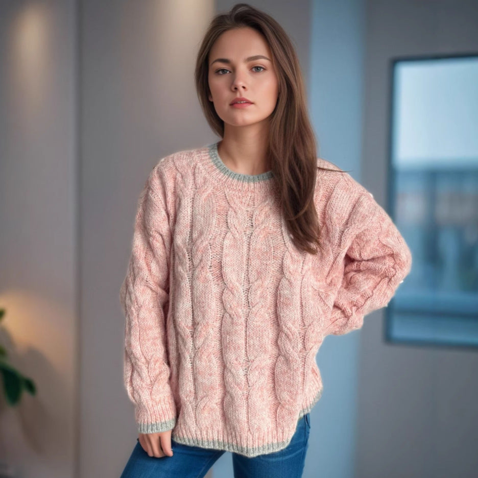 Kvinnors chunky stickad tröja med textur och avslappnad design Mirla-Eva Jonsson