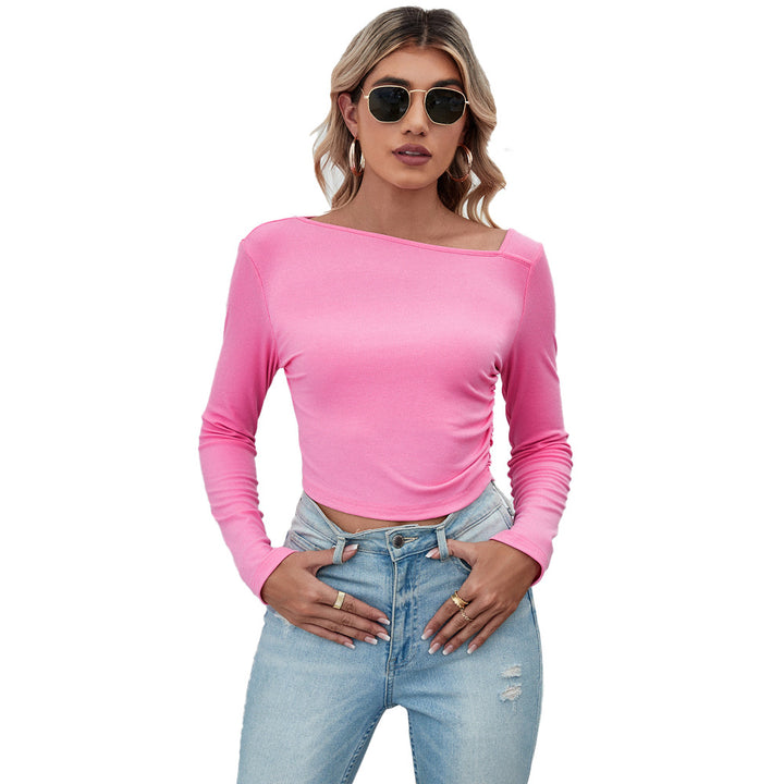 Kvinnors crop top med elegant design och sofistikerade volangdetaljer Mirla-Eva Jonsson