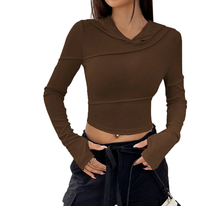 Kvinnors crop top med eleganta huva design och lång ärm Mirla-Eva Jonsson