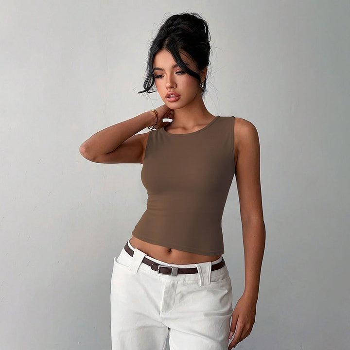 Kvinnors crop top med en kroppsnära skärning och klassisk rund halsringning Mirla-Eva Jonsson