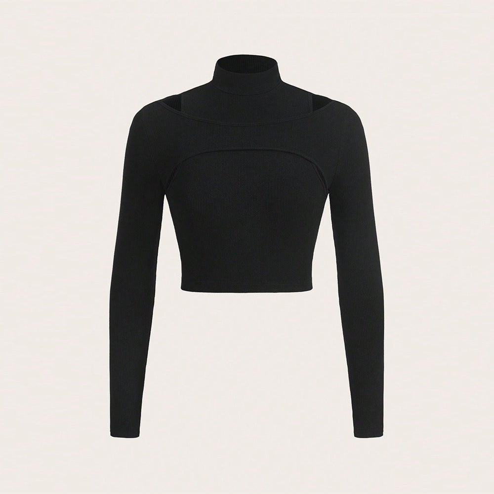 Kvinnors crop top med hög halsdesign och sofistikerad skärning Mirla-Eva Jonsson