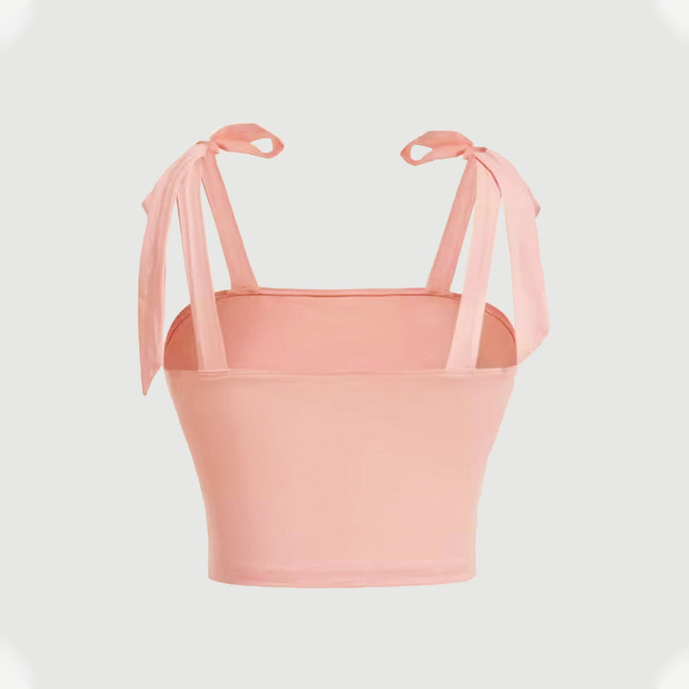 Kvinnors crop top med justerbara bindremmar och detaljer med sidofruffel Mirla-Eva Jonsson