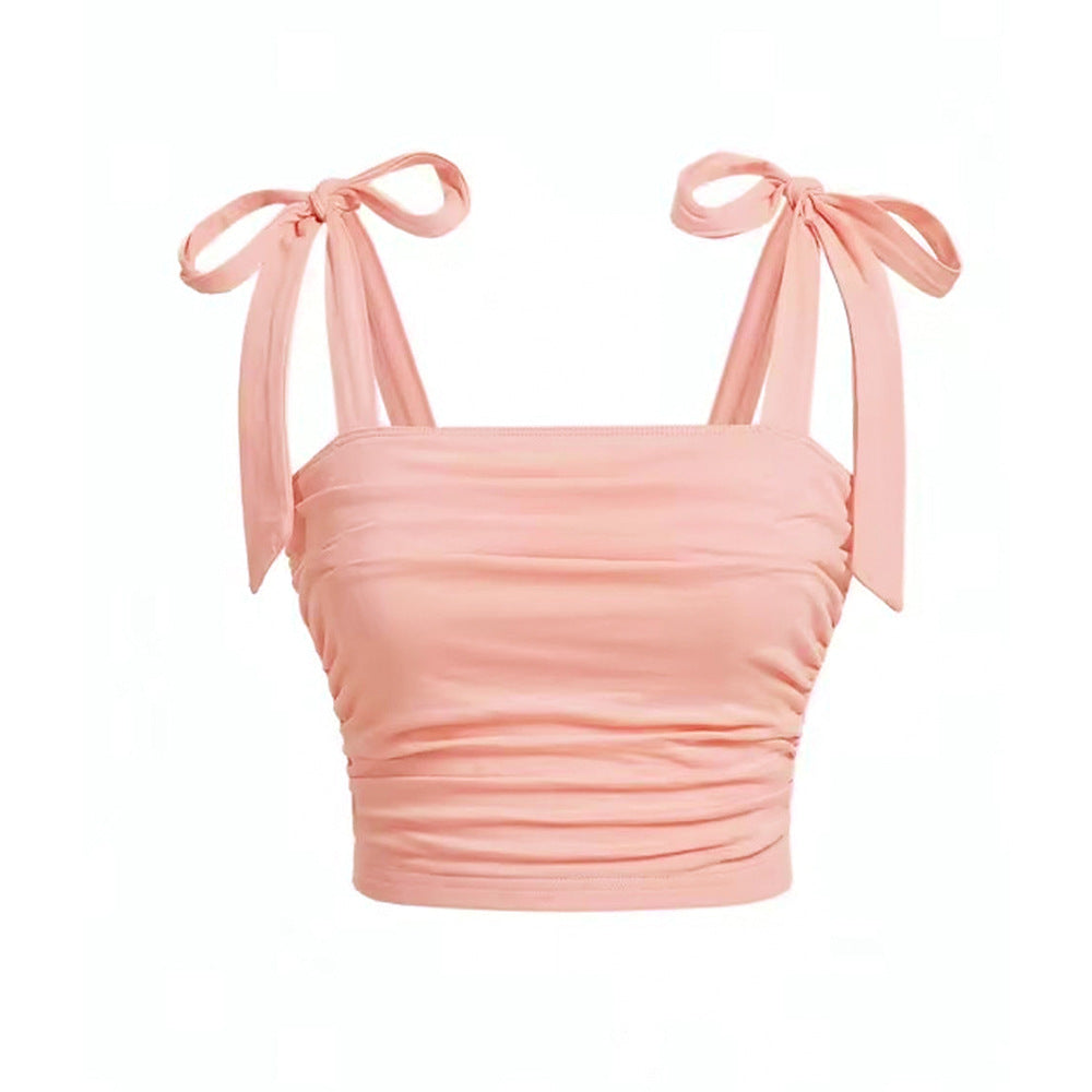 Kvinnors crop top med justerbara bindremmar och detaljer med sidofruffel Mirla-Eva Jonsson