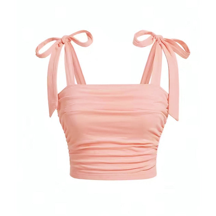 Kvinnors crop top med justerbara bindremmar och detaljer med sidofruffel Mirla-Eva Jonsson