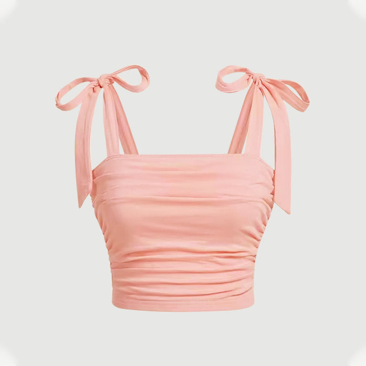 Kvinnors crop top med justerbara bindremmar och detaljer med sidofruffel Mirla-Eva Jonsson