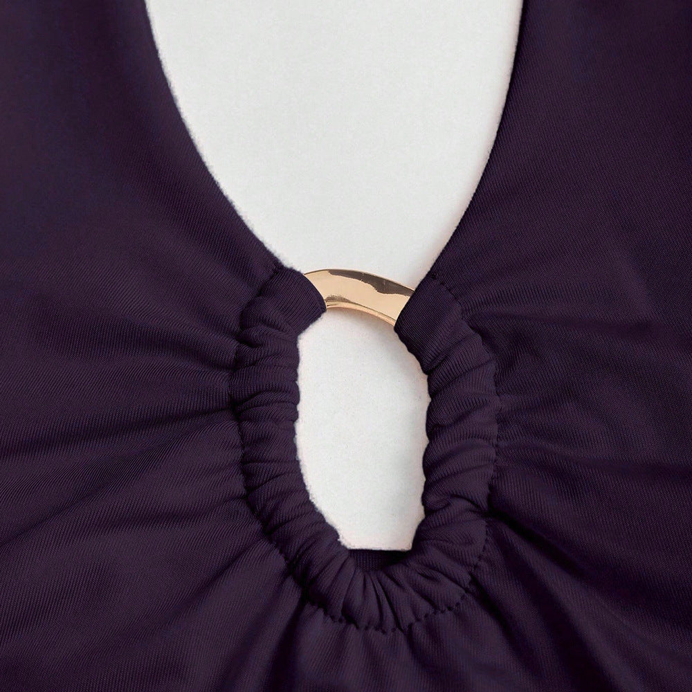 Kvinnors crop top med moderiktig halterneck-design och elegant knytband Mirla-Eva Jonsson