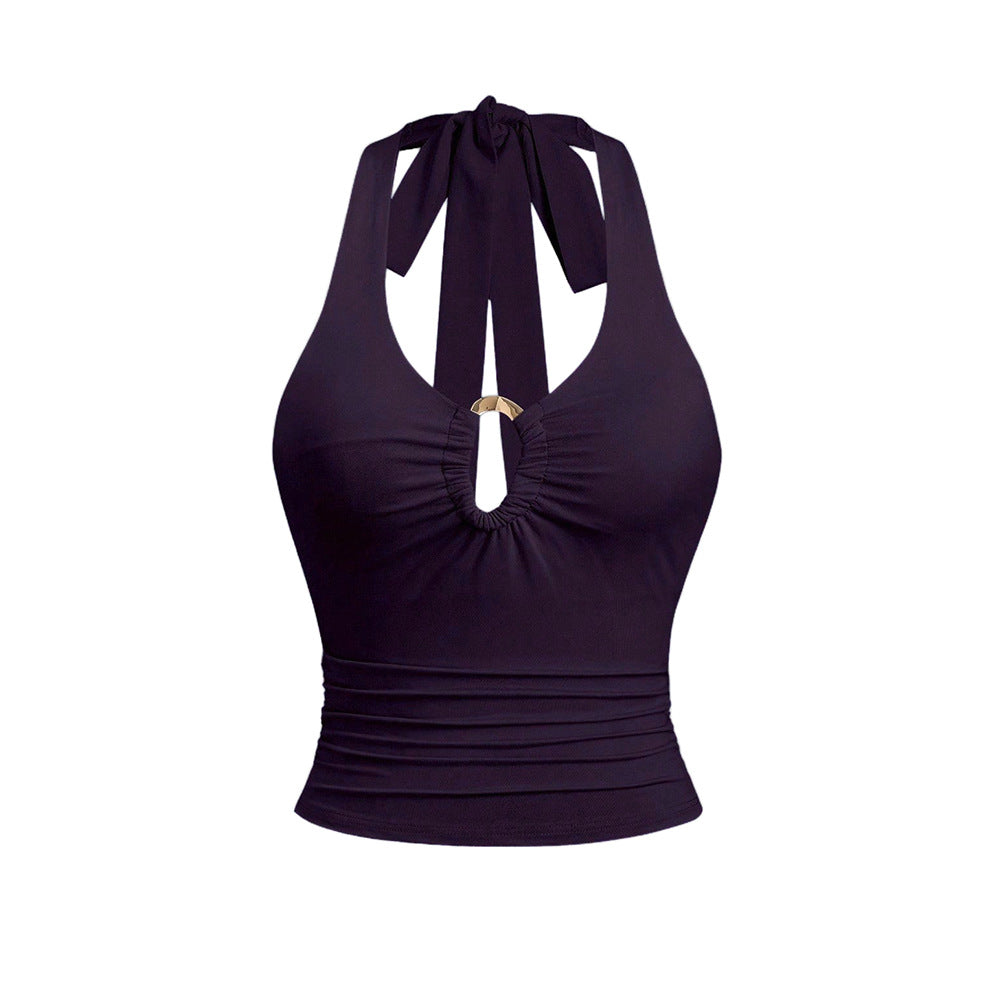 Kvinnors crop top med moderiktig halterneck-design och elegant knytband Mirla-Eva Jonsson