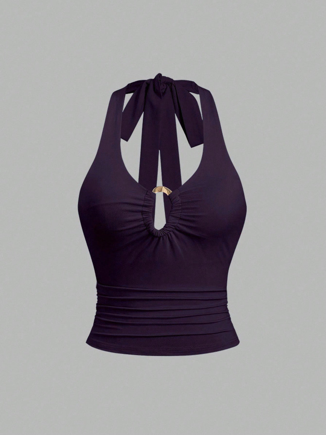 Kvinnors crop top med moderiktig halterneck-design och elegant knytband Mirla-Eva Jonsson