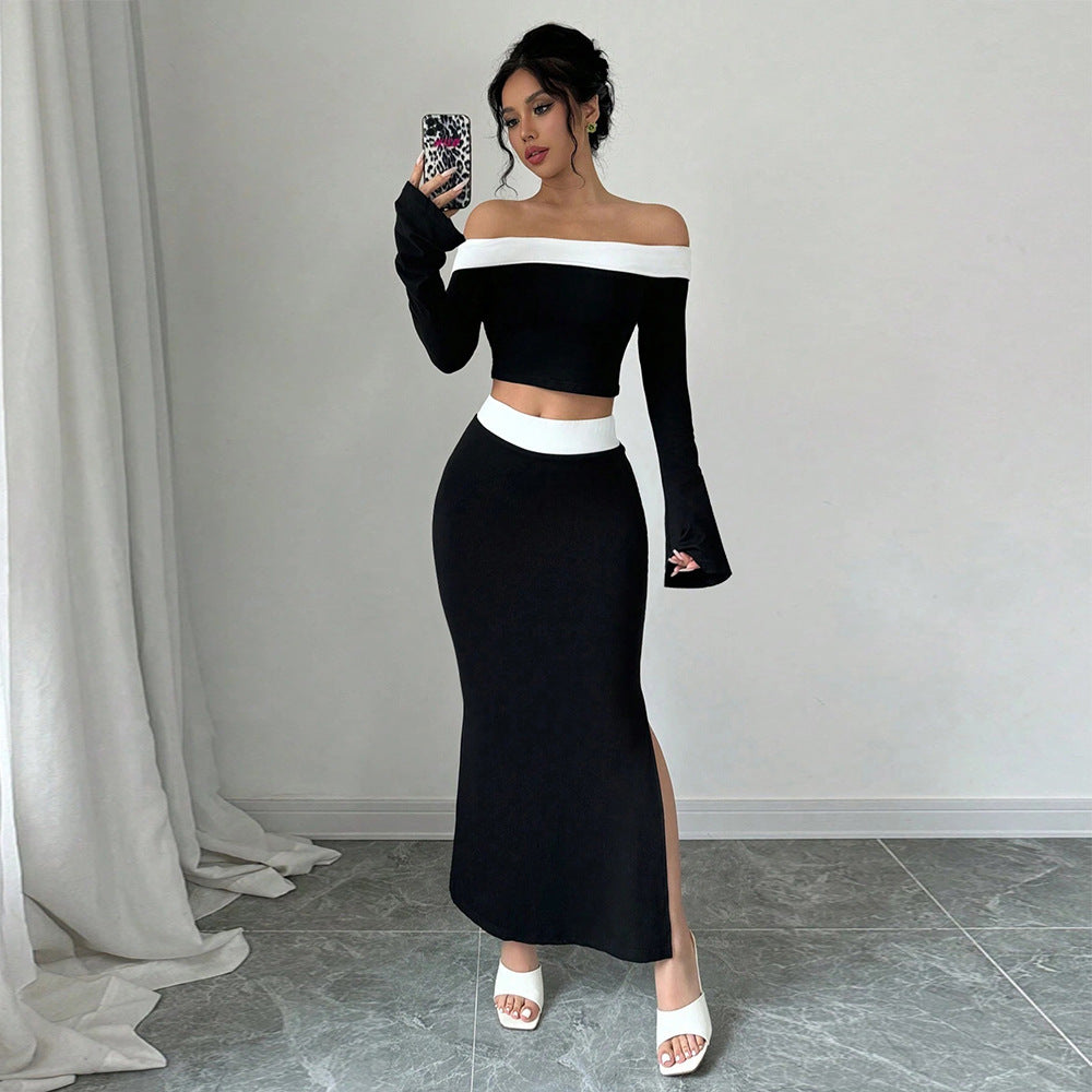 Kvinnors crop top och maxikjol set med off-shoulder design Mirla-Eva Jonsson