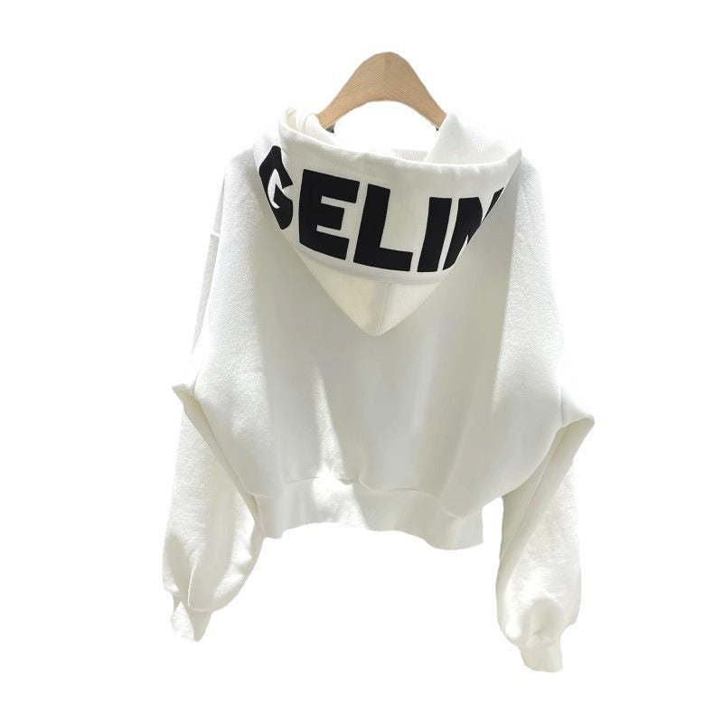 Kvinnors cropped hoodie med en avslappnad skärning och elastiska manschetter-Eva Jonsson