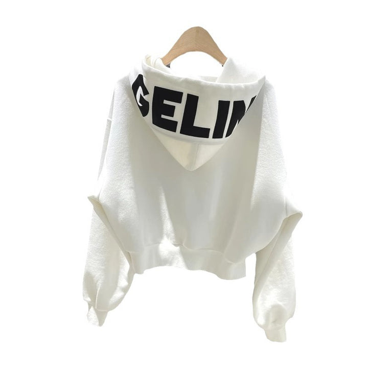 Kvinnors cropped hoodie med en avslappnad skärning och elastiska manschetter-Eva Jonsson