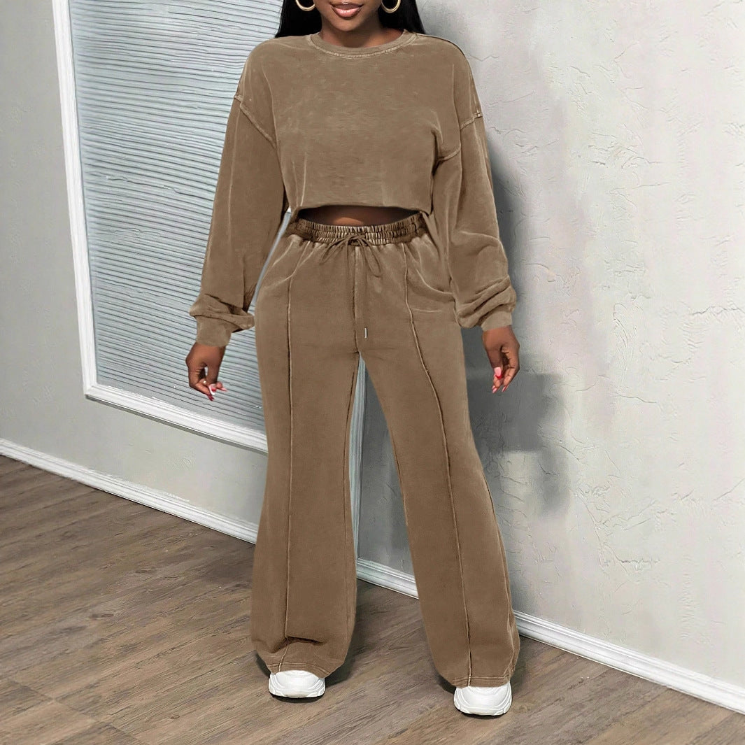 Kvinnors cropped loungewear-set med vida byxor och hög midja Mirla-Eva Jonsson