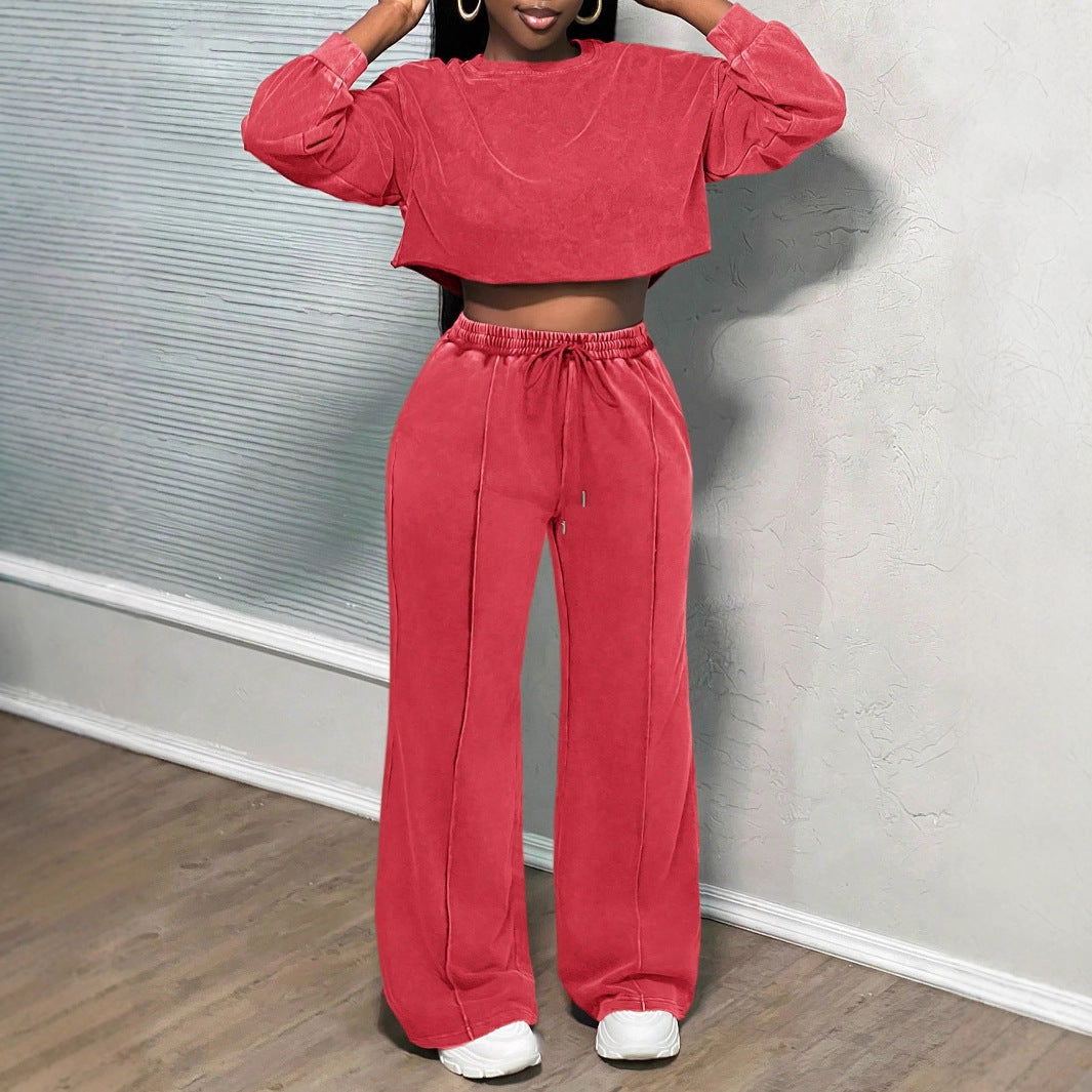 Kvinnors cropped loungewear-set med vida byxor och hög midja Mirla-Eva Jonsson