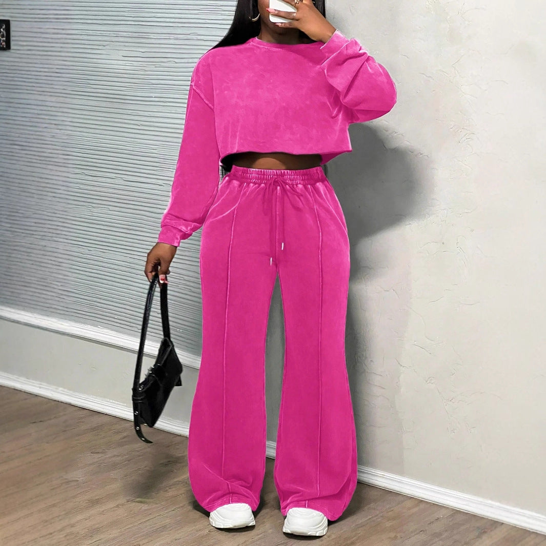 Kvinnors cropped loungewear-set med vida byxor och hög midja Mirla-Eva Jonsson
