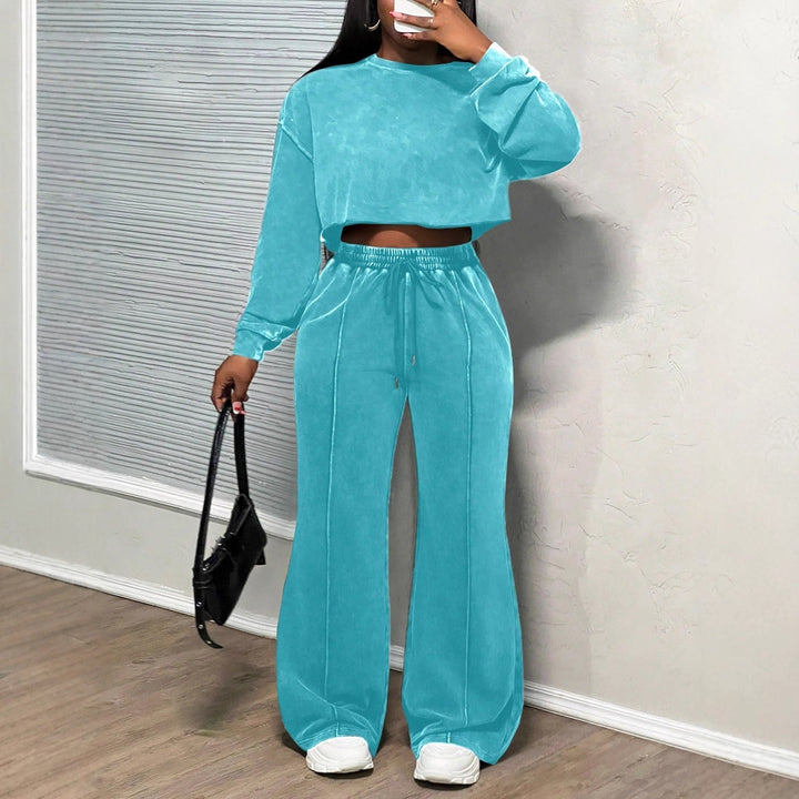 Kvinnors cropped loungewear-set med vida byxor och hög midja Mirla-Eva Jonsson