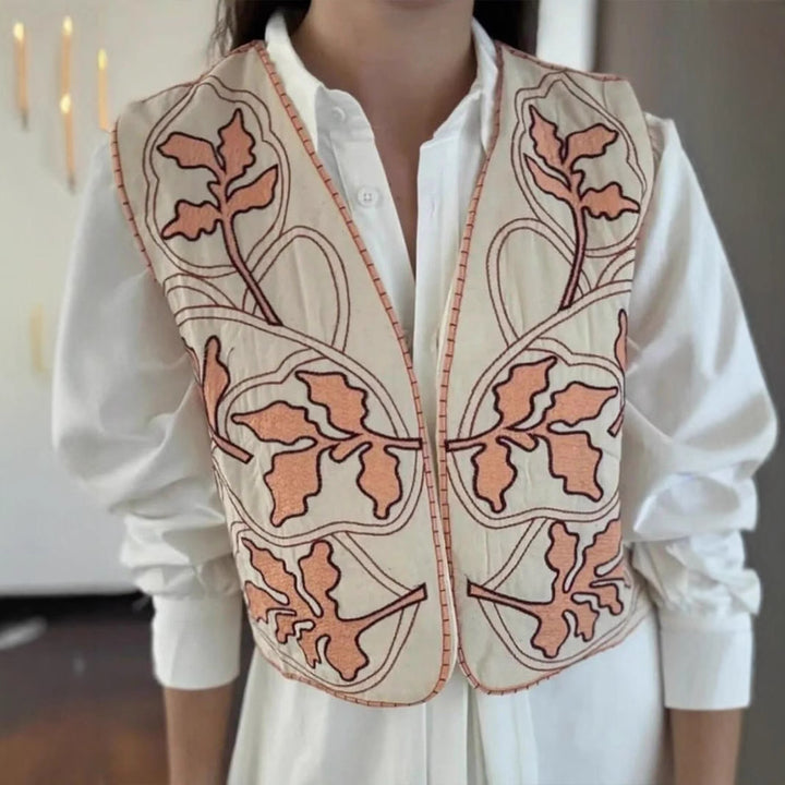 Kvinnors dekorativ väst med blommönster broderi Eva Jonsson-Eva Jonsson