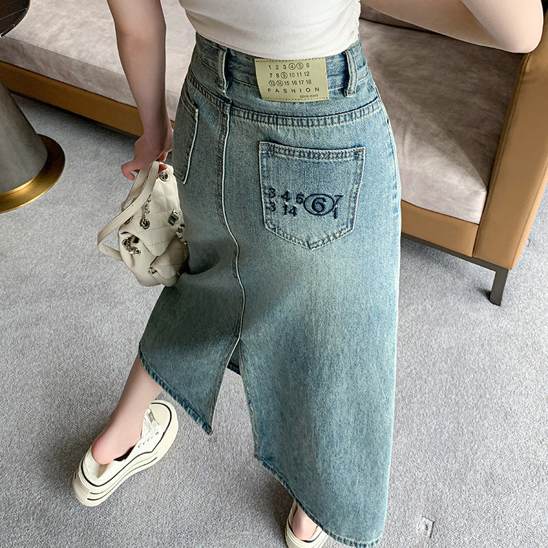 Kvinnors denim maxikjol med sidosplit Mirla-Eva Jonsson