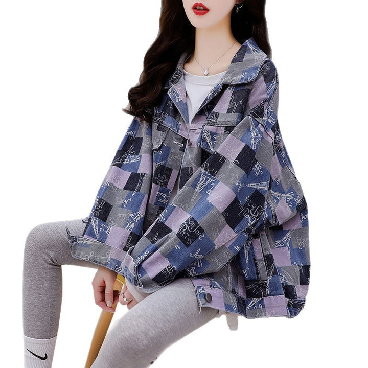 Kvinnors denimjacka i oversized passform med slående mönster Mirla-Eva Jonsson