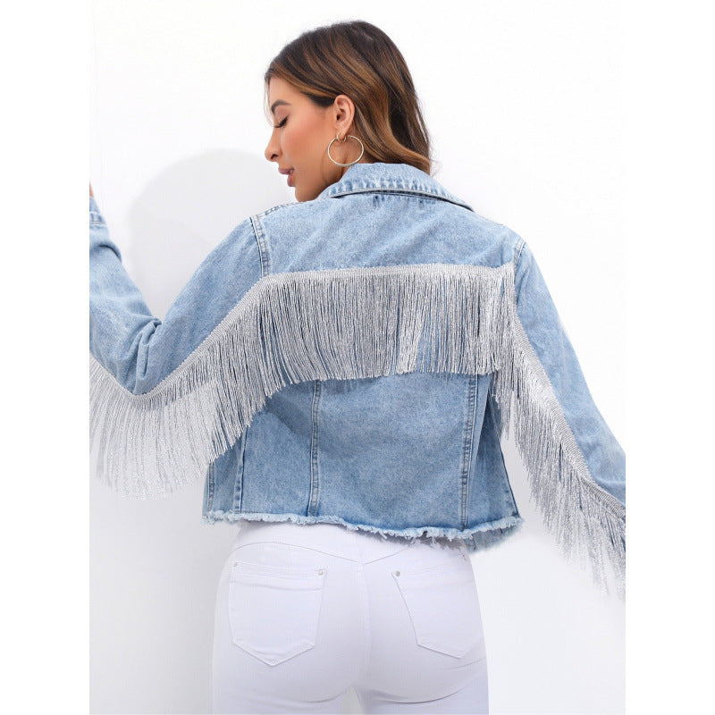 Kvinnors denimjacka med fransdetaljer Mirla-Eva Jonsson