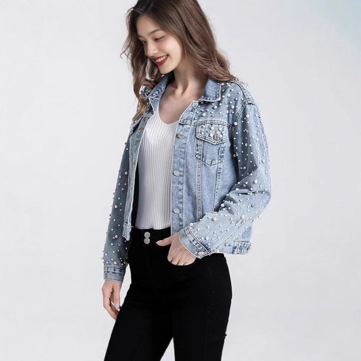 Kvinnors denimjacka med pärlprydnader Mirla-Eva Jonsson