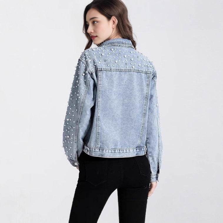 Kvinnors denimjacka med pärlprydnader Mirla-Eva Jonsson
