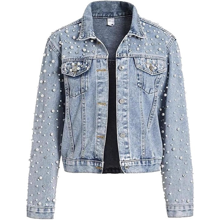 Kvinnors denimjacka med pärlprydnader Mirla-Eva Jonsson