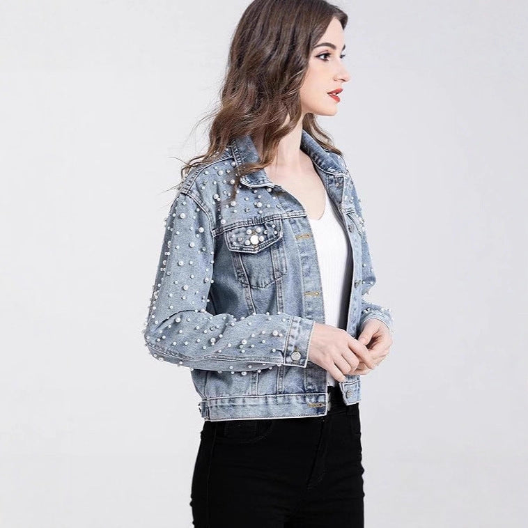 Kvinnors denimjacka med pärlprydnader Mirla-Eva Jonsson