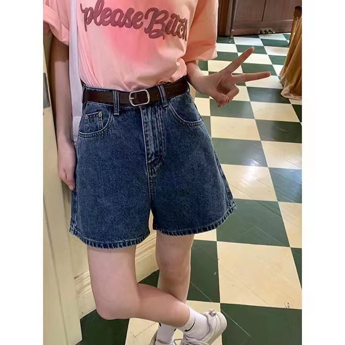 Kvinnors denimshorts med höga fickor och lös passform-Eva Jonsson