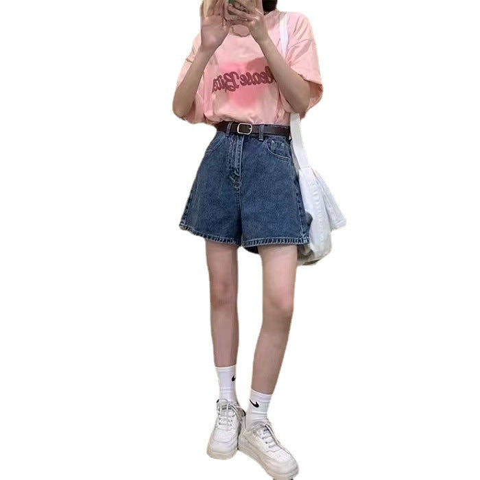 Kvinnors denimshorts med höga fickor och lös passform-Eva Jonsson