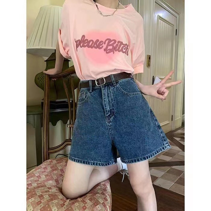 Kvinnors denimshorts med höga fickor och lös passform-Eva Jonsson