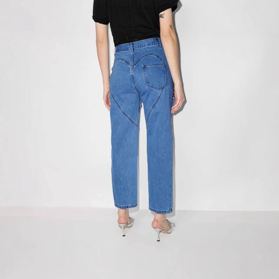 Kvinnors designer förstörda jeans med glansiga applikationer Mirla-Eva Jonsson