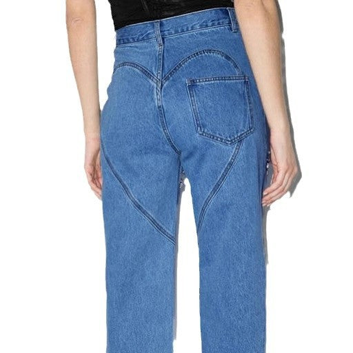 Kvinnors designer förstörda jeans med glansiga applikationer Mirla-Eva Jonsson