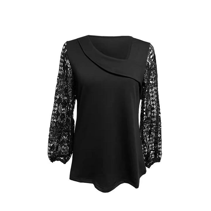Kvinnors designerblus med spetsinsatser och elegant skärning Mirla-Eva Jonsson