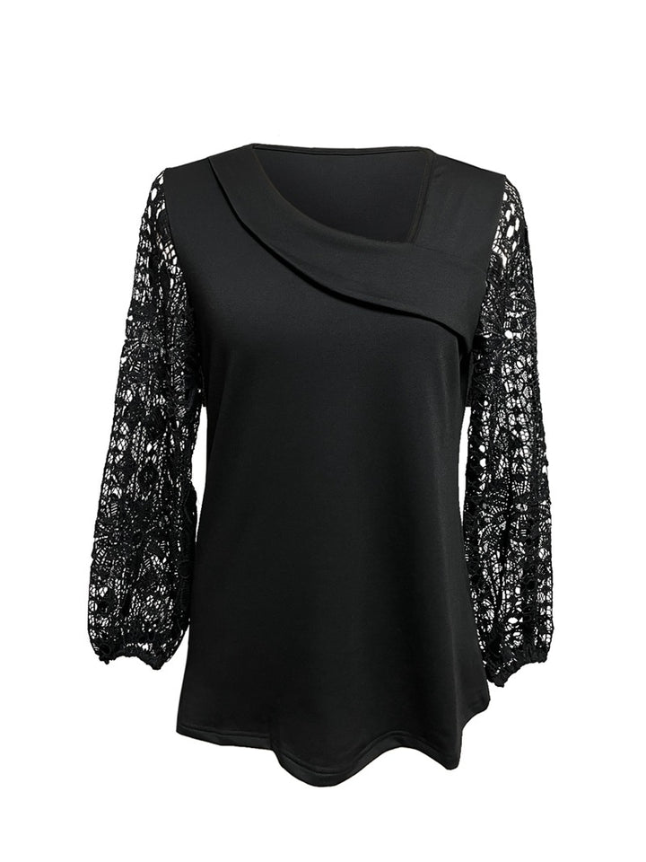 Kvinnors designerblus med spetsinsatser och elegant skärning Mirla-Eva Jonsson
