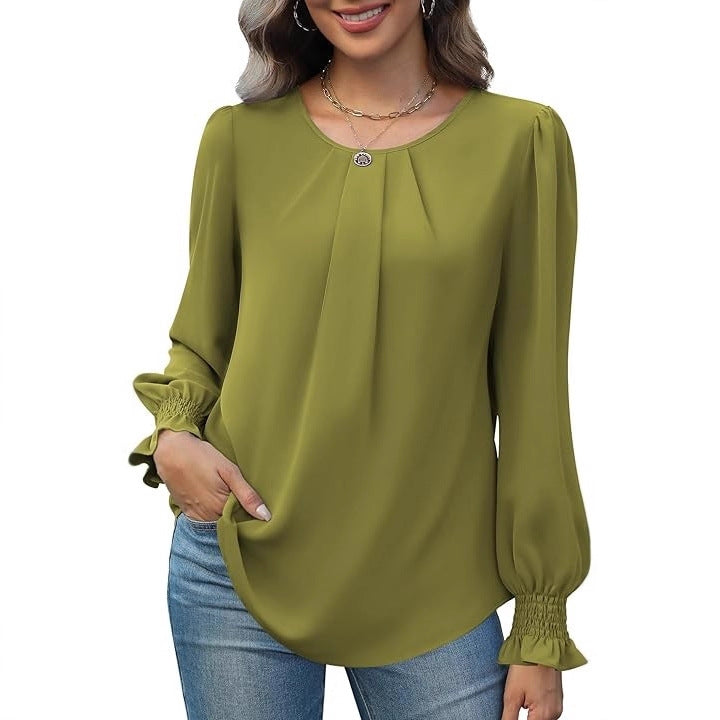 Kvinnors elegant blus med puffärmar Mirla-Eva Jonsson