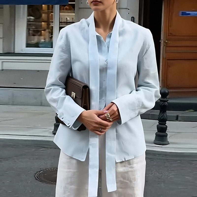 Kvinnors elegant blus topp med chic snörning bälte Mirla-Eva Jonsson