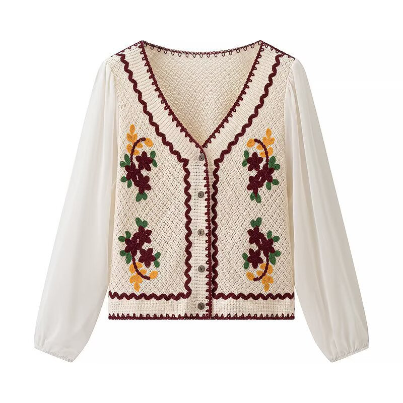 Kvinnors elegant broderad blus med luftförsvarsärmar Mirla-Eva Jonsson