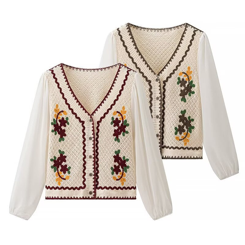 Kvinnors elegant broderad blus med luftförsvarsärmar Mirla-Eva Jonsson