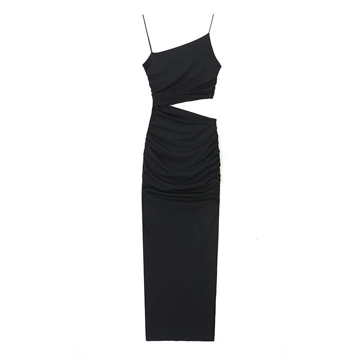 Kvinnors elegant cut-out maxi klänning med asymmetrisk design och ruching Mirla-Eva Jonsson