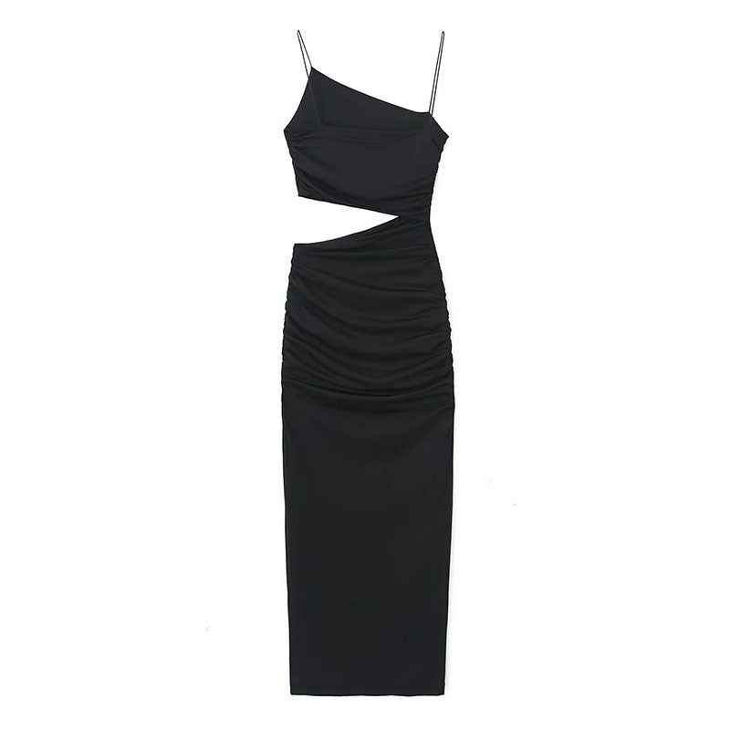 Kvinnors elegant cut-out maxi klänning med asymmetrisk design och ruching Mirla-Eva Jonsson