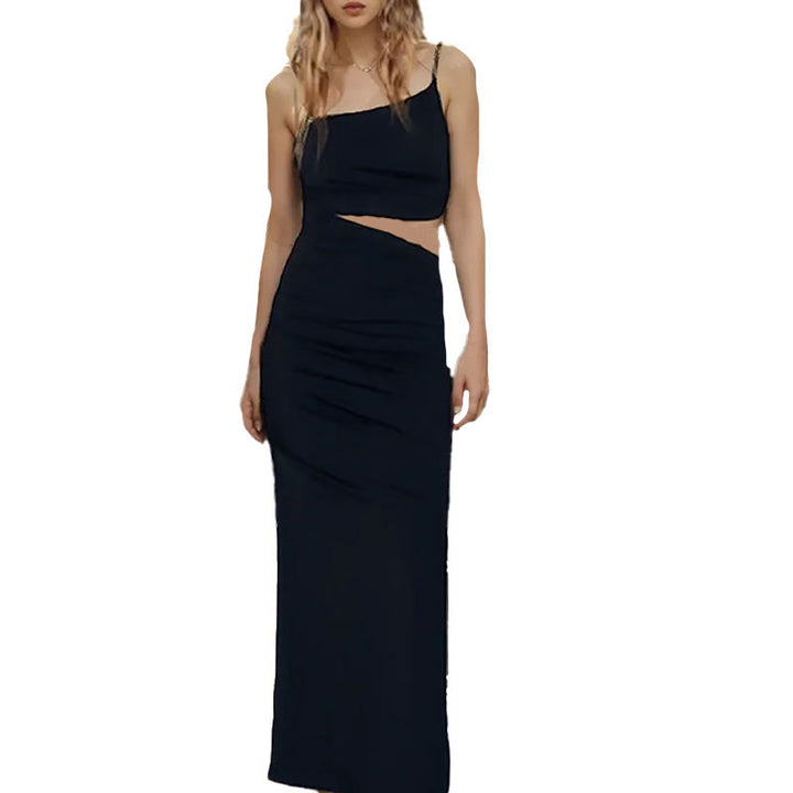 Kvinnors elegant cut-out maxi klänning med asymmetrisk design och ruching Mirla-Eva Jonsson