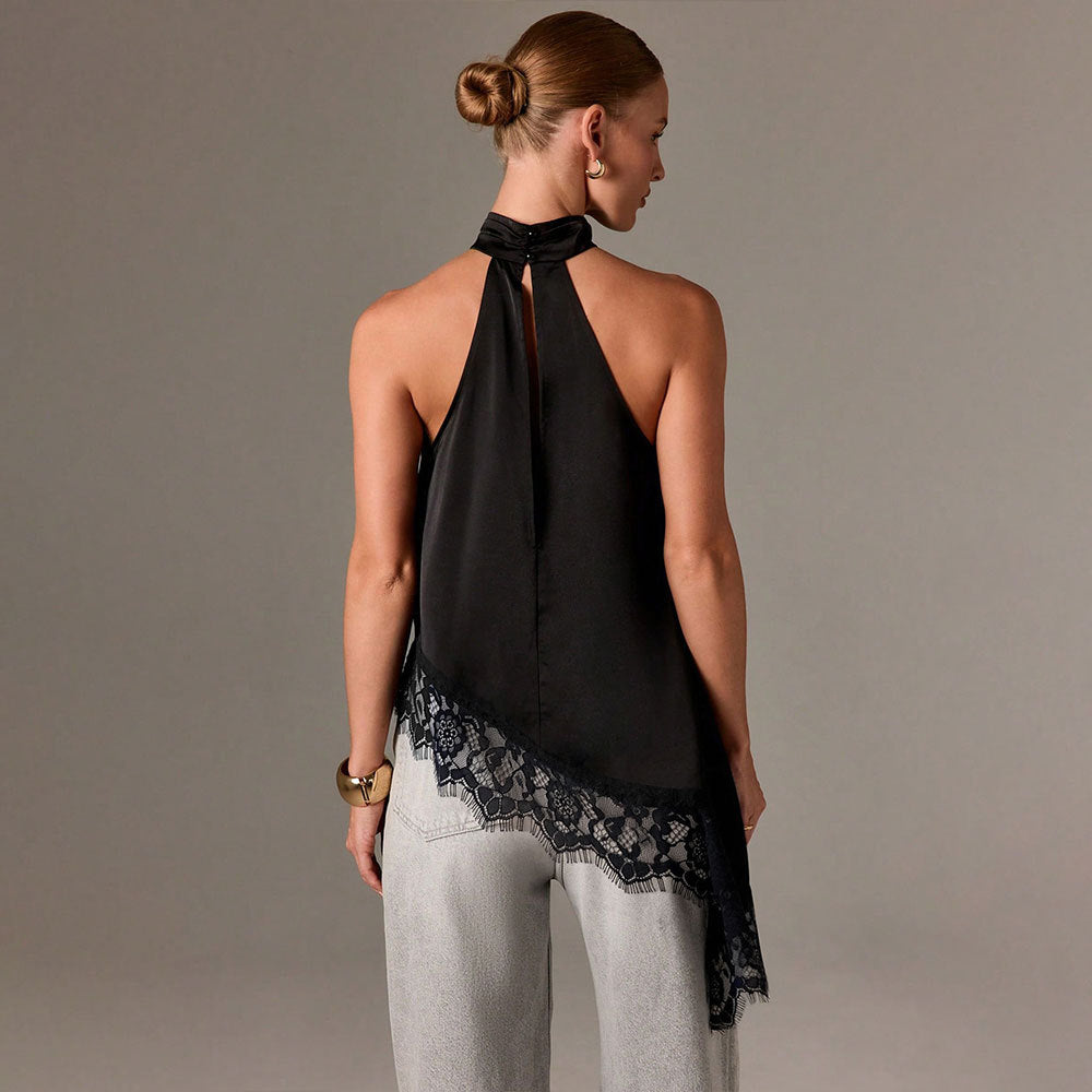 Kvinnors elegant halter-top med raffinerad spetsdetalj Mirla-Eva Jonsson