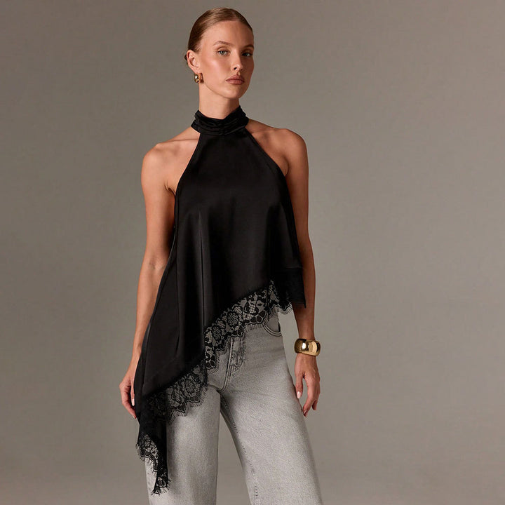 Kvinnors elegant halter-top med raffinerad spetsdetalj Mirla-Eva Jonsson