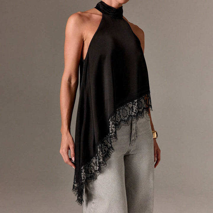 Kvinnors elegant halter-top med raffinerad spetsdetalj Mirla-Eva Jonsson