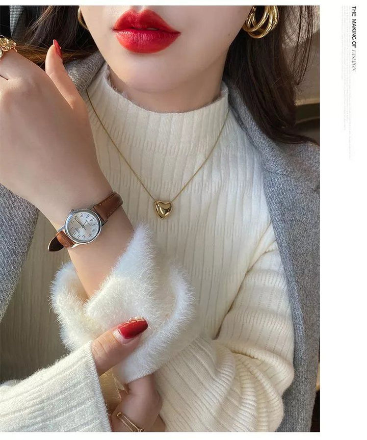 Kvinnors elegant klocka med fint läderarmband och klassisk urtavla Mirla-Eva Jonsson