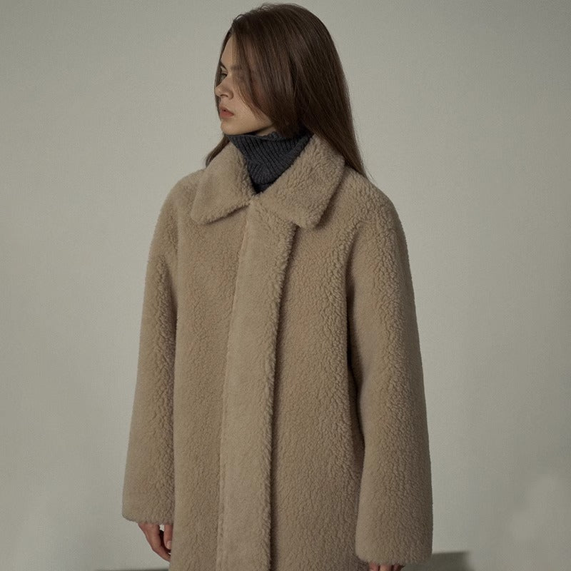 Kvinnors elegant läderjacka med teddyfoder Mirla-Eva Jonsson